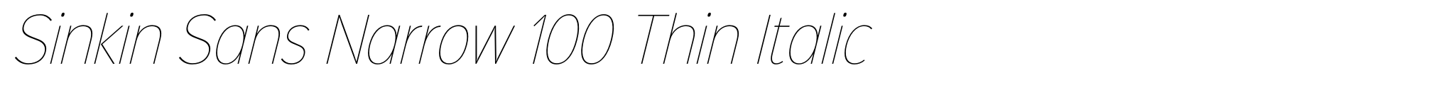Sinkin Sans Narrow 100 Thin Italic image
